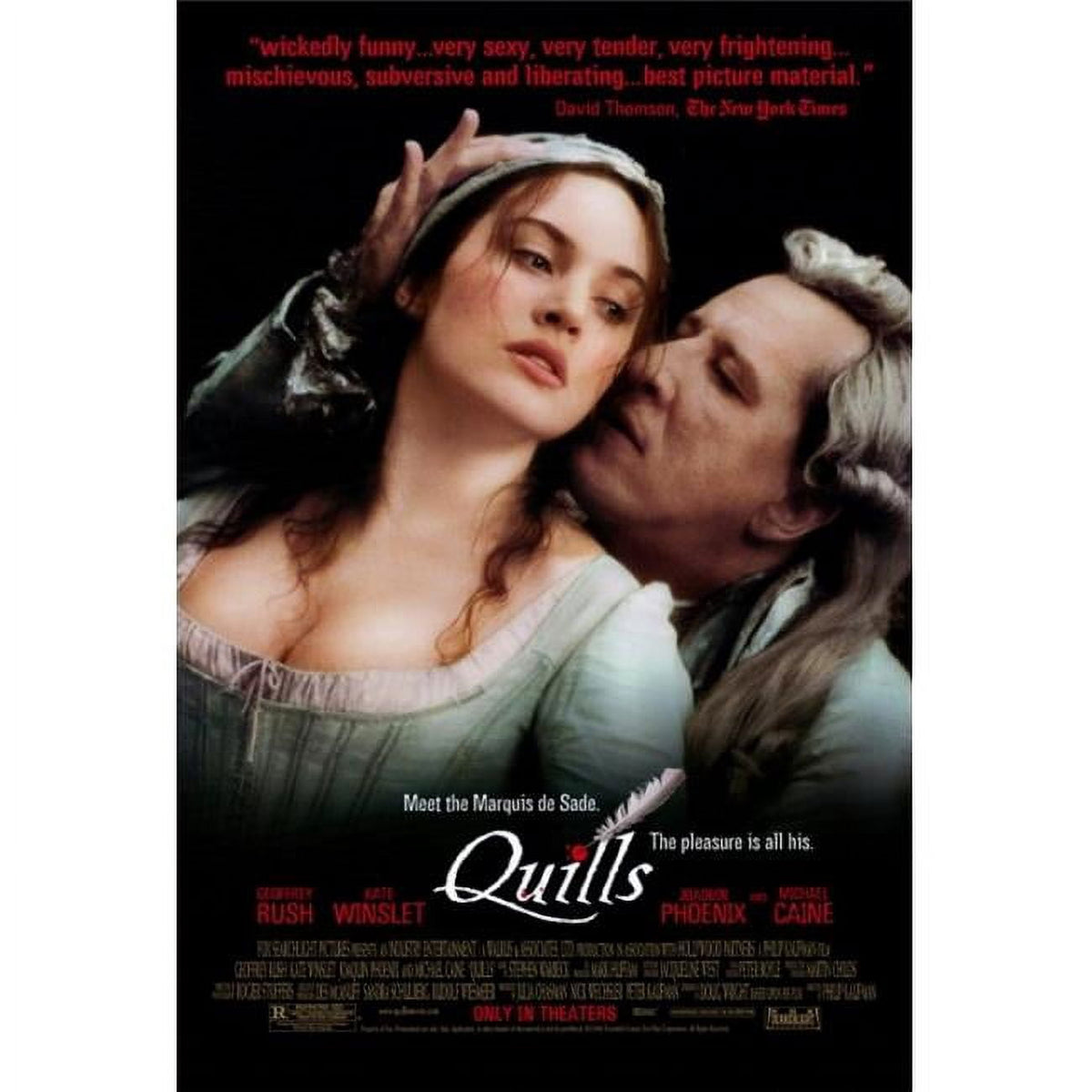 Quills Movie Poster Print - 27 x 40 inches, vibrant cinema artwork.