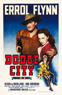 Dodge City 1939 Movie Masterprint Poster featuring Errol Flynn, Olivia De Havilland, and Ann Sheridan