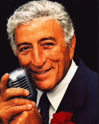 Close-up photo print of Tony Bennett with microphone