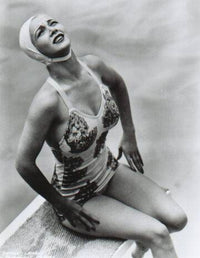 Carole Landis vintage photo print on a diving board looking up