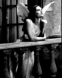 Black and white photo print of Claire Danes as Juliet on a balcony in Romeo + Juliet