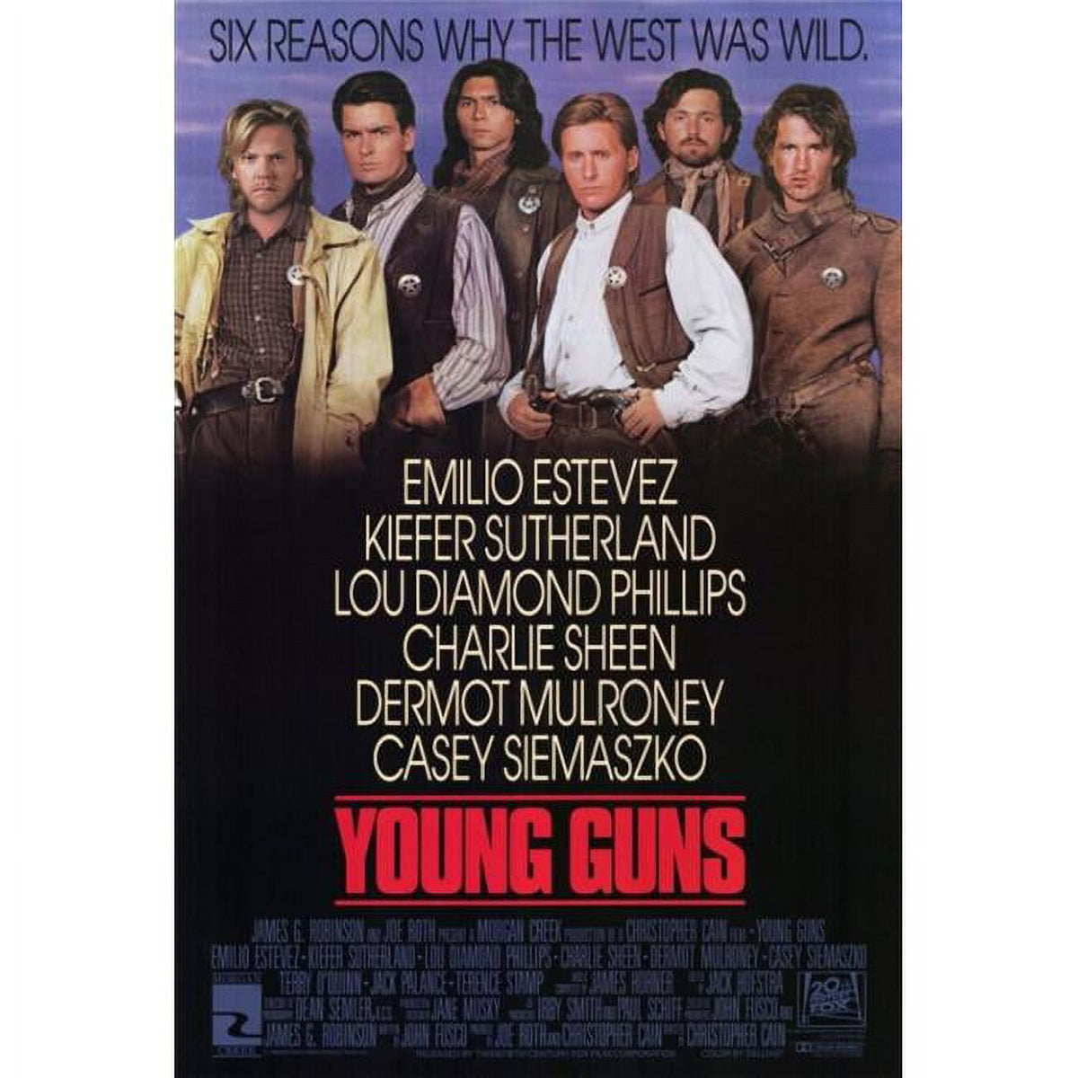 Young Guns Movie Poster Print 27x40 featuring classic Western film art.
