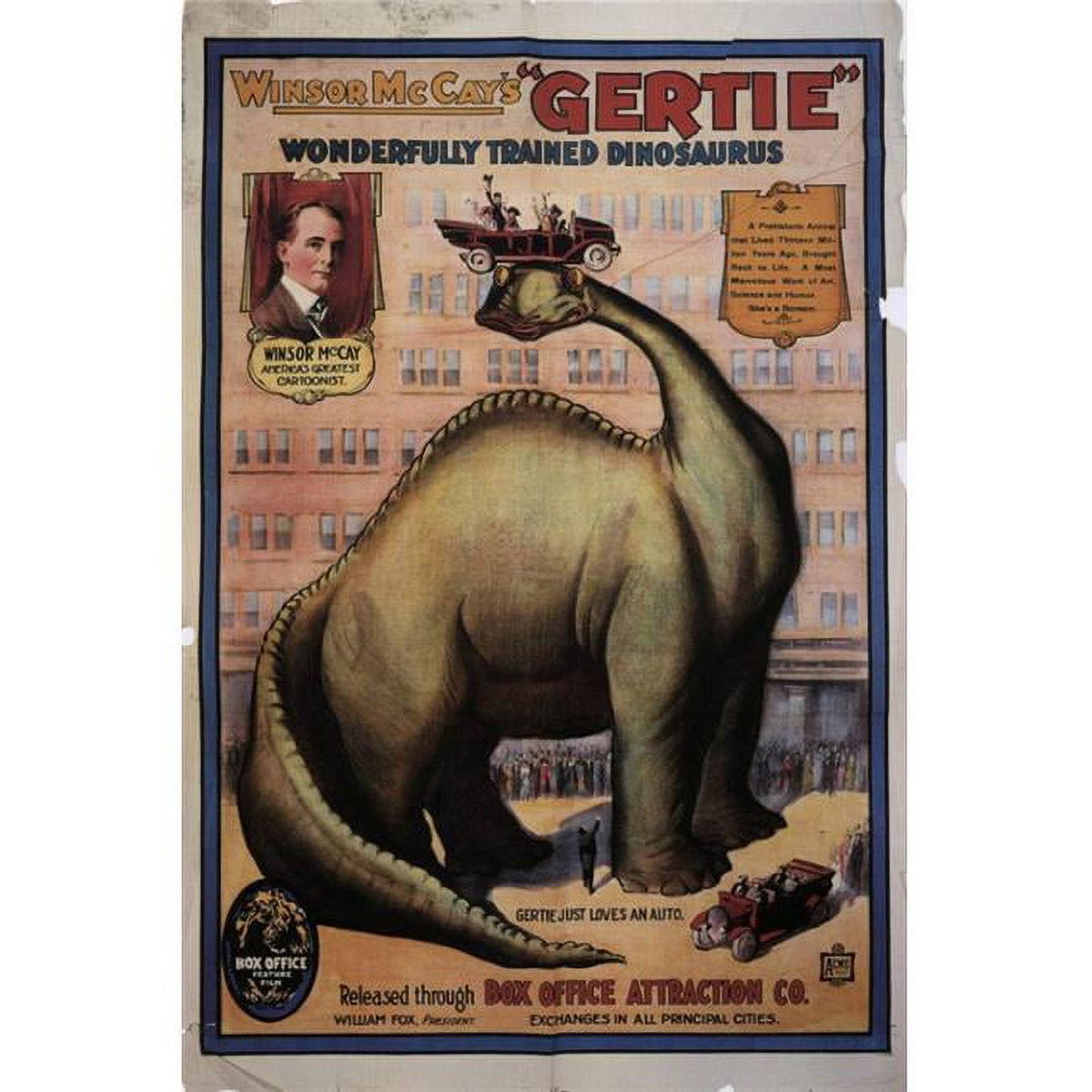 Gertie the Dinosaur Movie Poster 11x17 print showcasing classic animation
