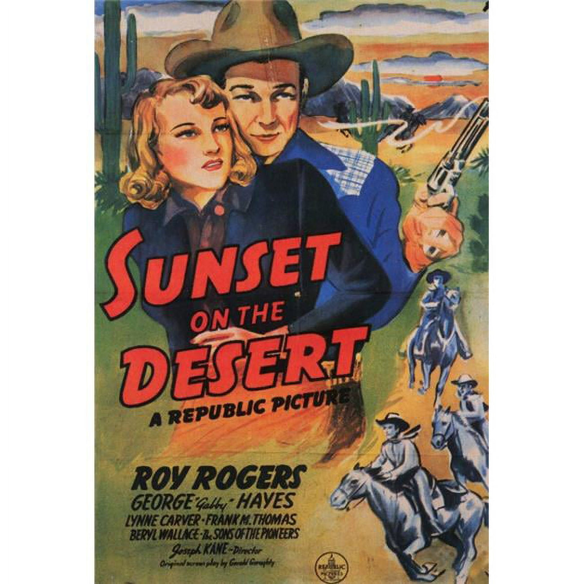 Sunset on the Desert movie poster print showcasing a vibrant desert landscape