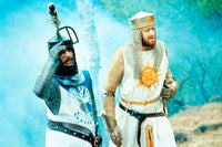 Monty Python and the Holy Grail photo print featuring Terry Jones and Graham Chapman as King Arthur.
