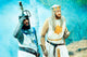 Monty Python and the Holy Grail photo print featuring Terry Jones and Graham Chapman as King Arthur.