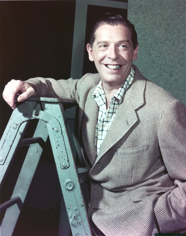 Milton Berle smiling on a ladder photo print, classic Hollywood decor