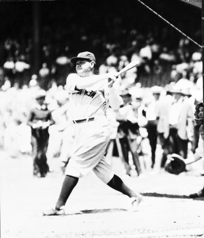 Babe Ruth playing baseball photo print - vintage sports art