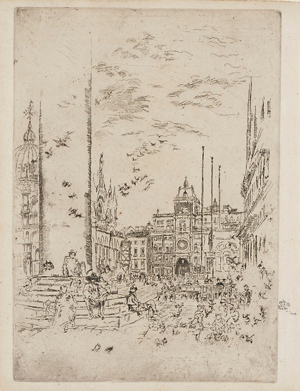 The Piazzetta art print by James Abbott McNeill Whistler showcasing Venetian architecture.