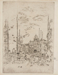 The Piazzetta art print by James Abbott McNeill Whistler showcasing Venetian architecture.