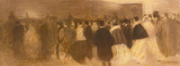 La Sortie du Théâtre art print by Eugène Carrière showcasing a theater scene.