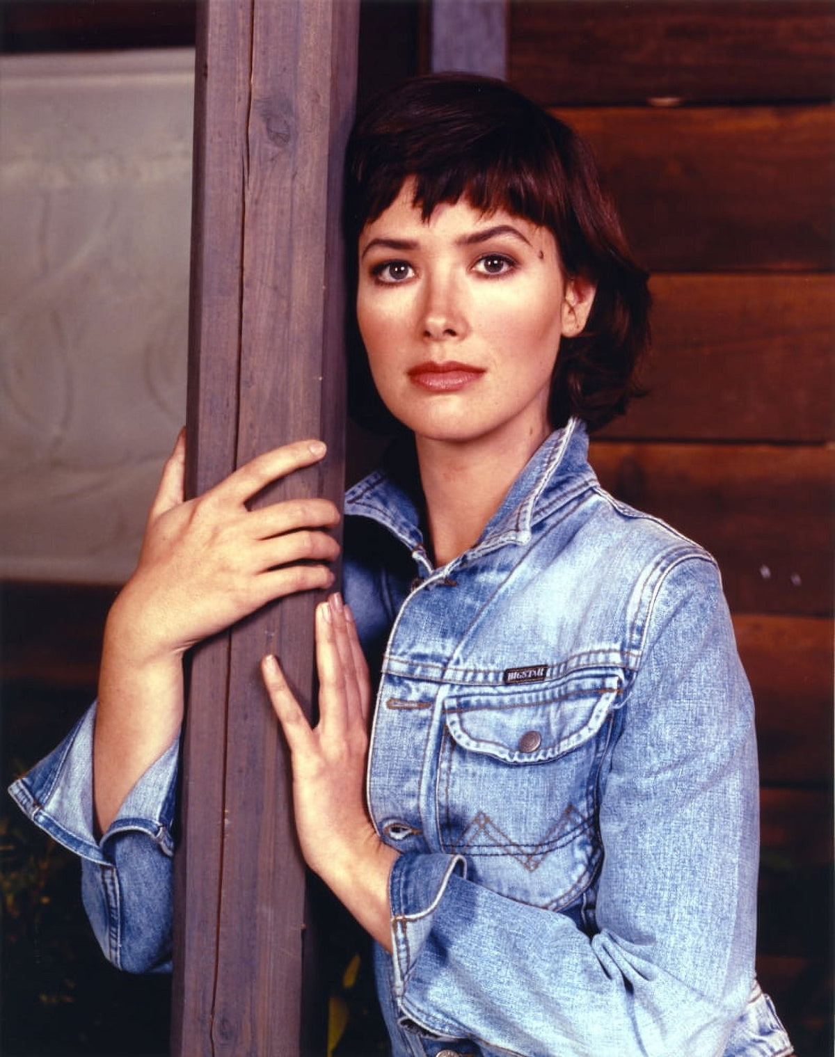 Janine Turner portrait in blue jacket photo print.