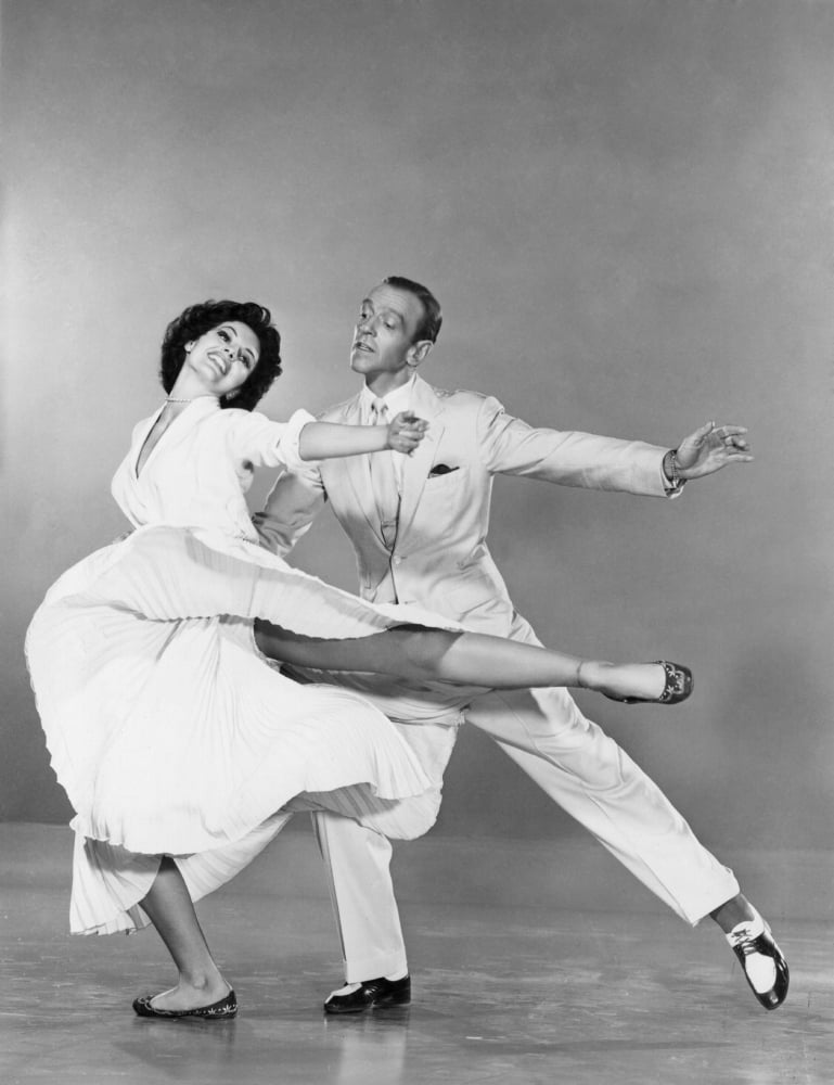 Cyd Charisse twirling with Fred Astaire photo print, vintage dance art