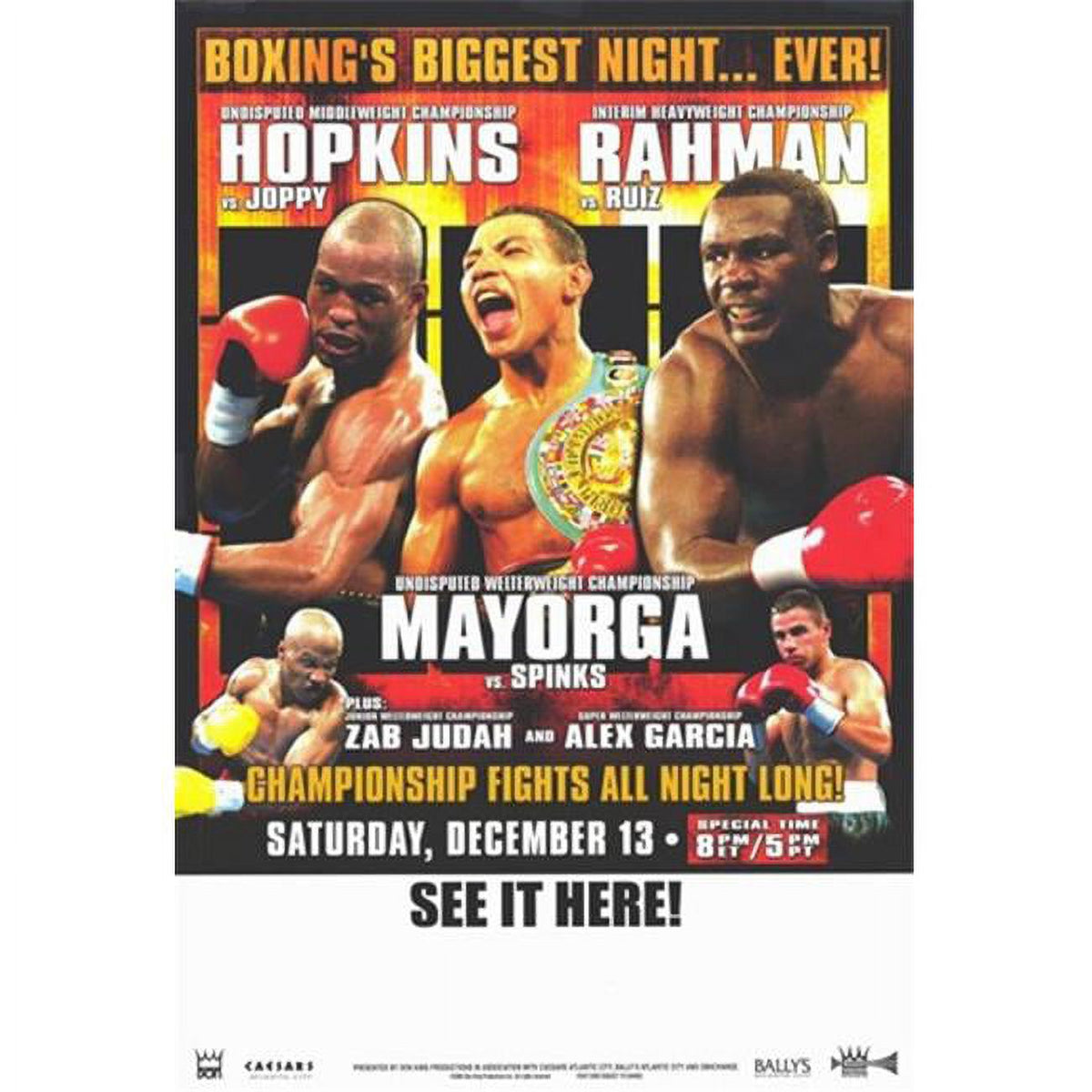 Bernard Hopkins vs William Joppy movie poster 11x17