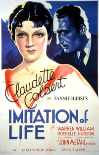 Imitation of Life movie poster featuring Claudette Colbert from 1934.