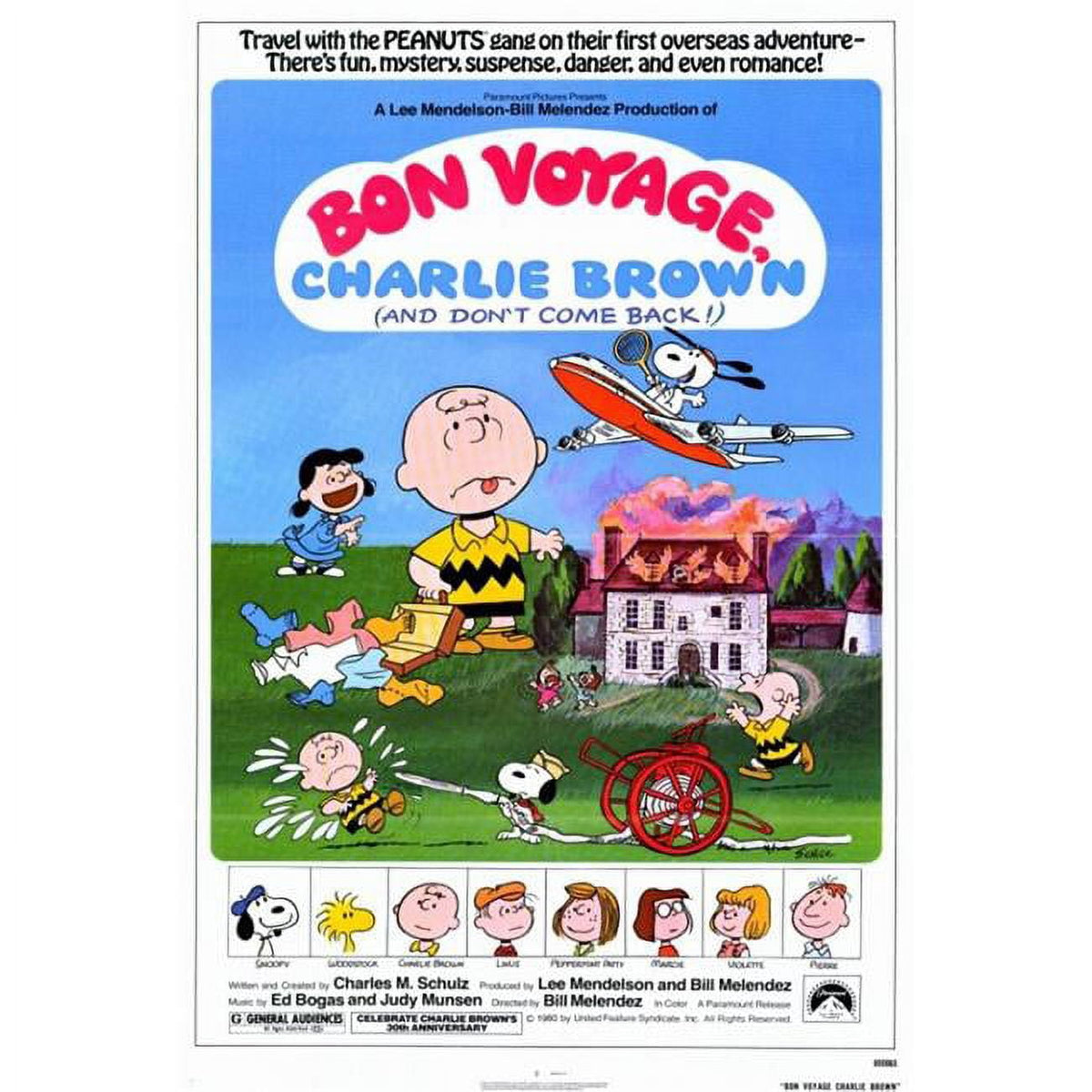 Bon Voyage Charlie Brown Movie Poster Print 27x40 featuring Peanuts characters.