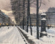 A Paris Boulevard in the Snow poster print by Odo Dobrowolski, showcasing a winter scene in Paris.