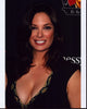 Alex Meneses photo print in low cut black top, stylish and elegant.