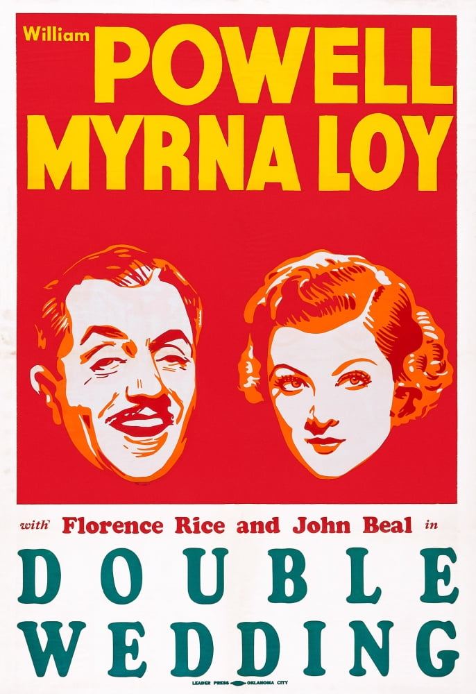 Double Wedding Movie Masterprint Poster featuring William Powell and Myrna Loy from the 1937 film.