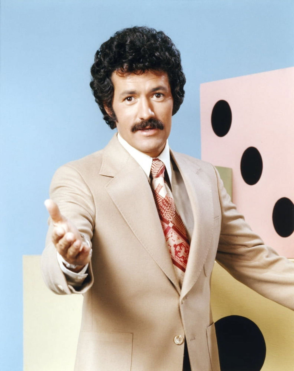 Alex Trebek classic photo print in brown coat, suitable for home decor.