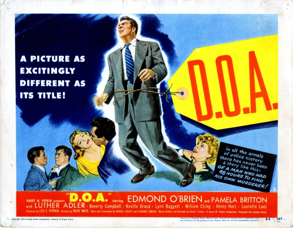 D.O.A. movie poster print featuring Edmond O'Brien, available in multiple sizes.
