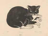 Kat poster print by Henri van der Stok featuring elegant feline art