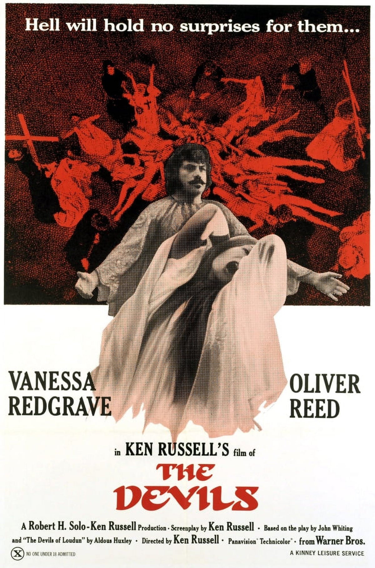 The Devils movie poster featuring Oliver Reed and Vanessa Redgrave, 1971