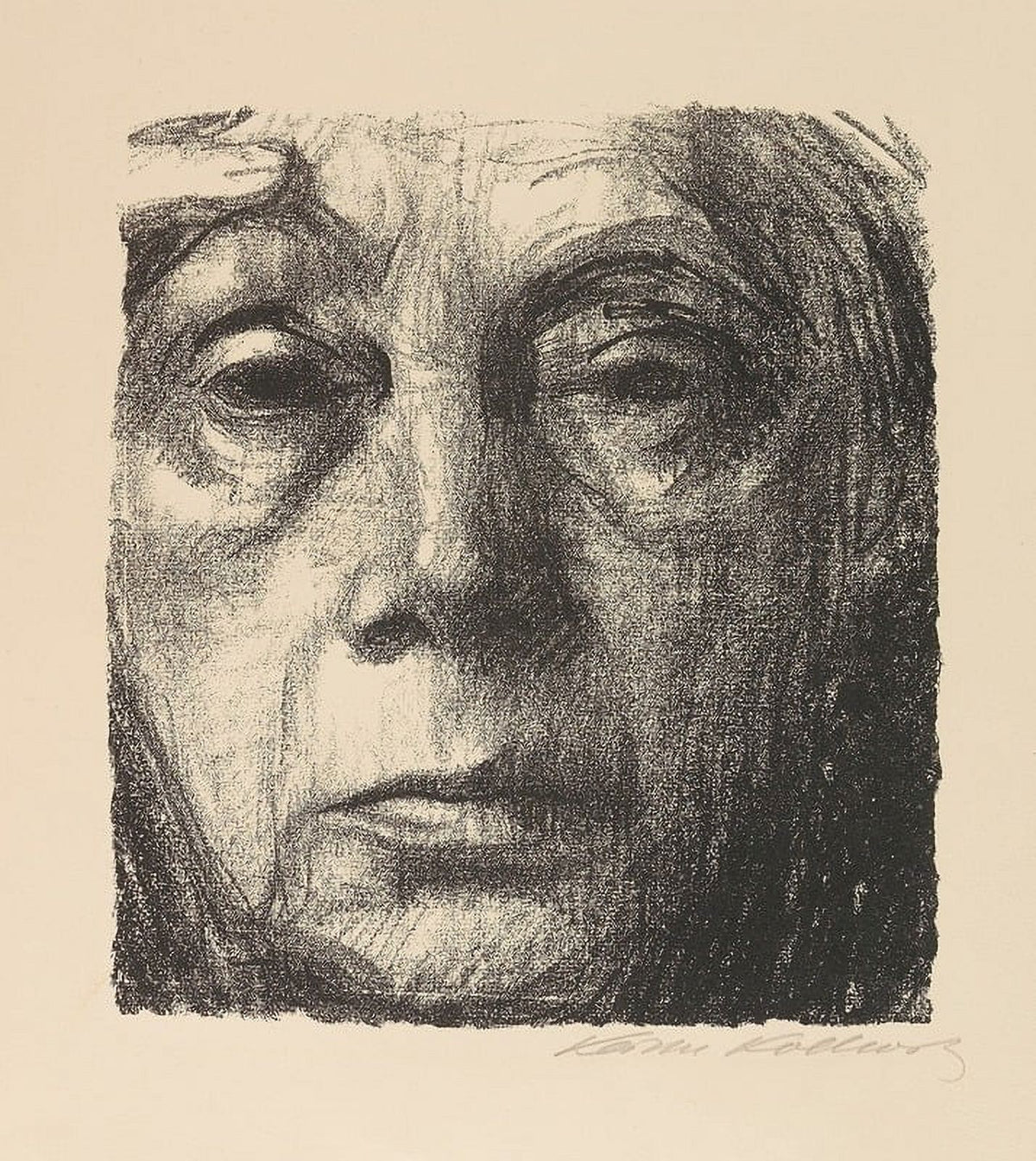 Selbstbildnis (1934) art print by Käthe Kollwitz, available in multiple sizes.