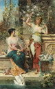 Two Ladies in a Park art print by Hans Zatzka, available in multiple sizes.