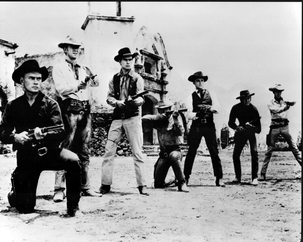 The Magnificent Seven photo print featuring Charles Bronson, Steve McQueen, Yul Brynner, and others.