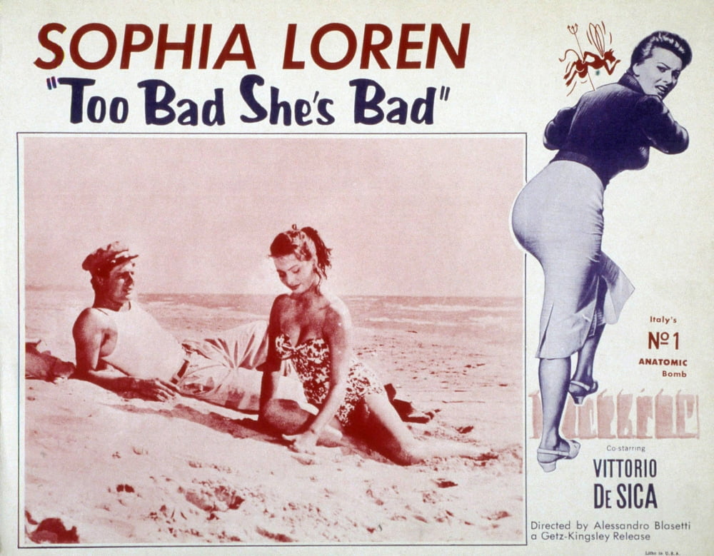 Bad (Aka Peccato Che Sia Una Canaglia) movie masterprint poster featuring Marcello Mastroianni and Sophia Loren.