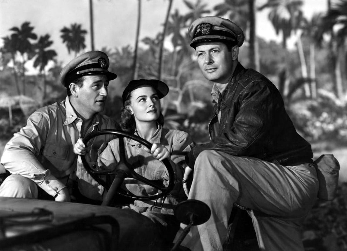 They Were Expendable movie photo print featuring John Wayne and Donna Reed, classic film artwork.