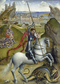 Saint George and the Dragon Poster Print depicting the legendary battle.