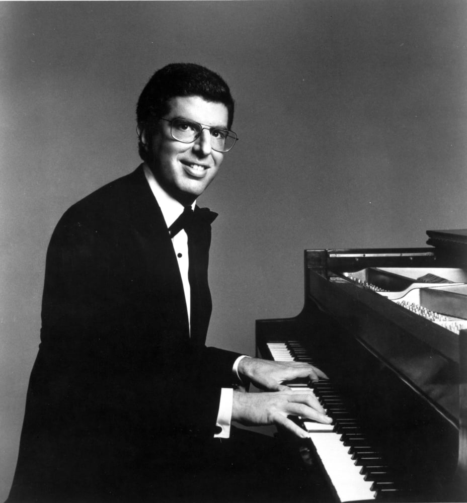 Marvin Hamlisch at a piano photo print showcasing musical artistry.