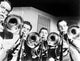 Glen Miller and band members playing instruments photo print