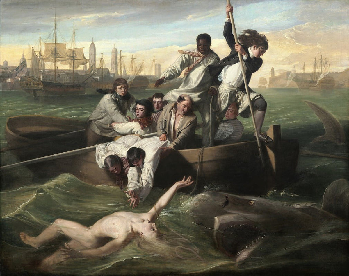 Watson and the Shark art print by John Singleton Copley, showcasing a dramatic scene of man versus nature.