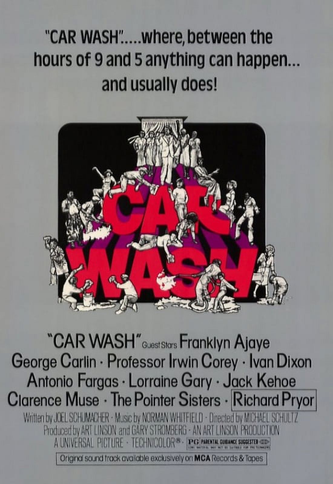 Car Wash Movie Poster 11x17 print, vibrant and colorful design.