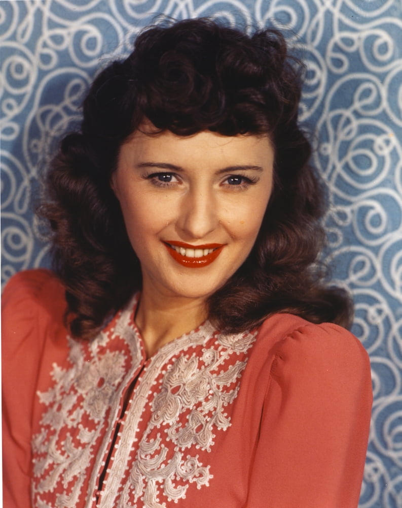 Barbara Stanwyck posed in a red dress - classic portrait photo print.
