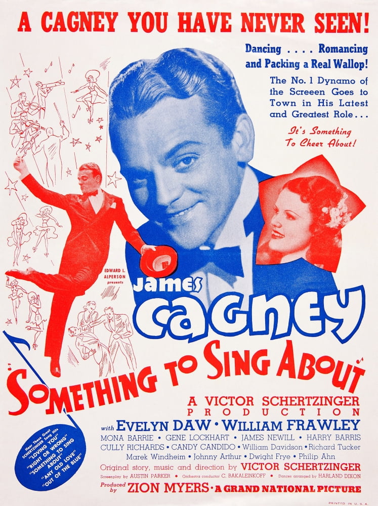 Something To Sing About Movie Poster Print featuring James Cagney and Evelyn Daw, 1937.
