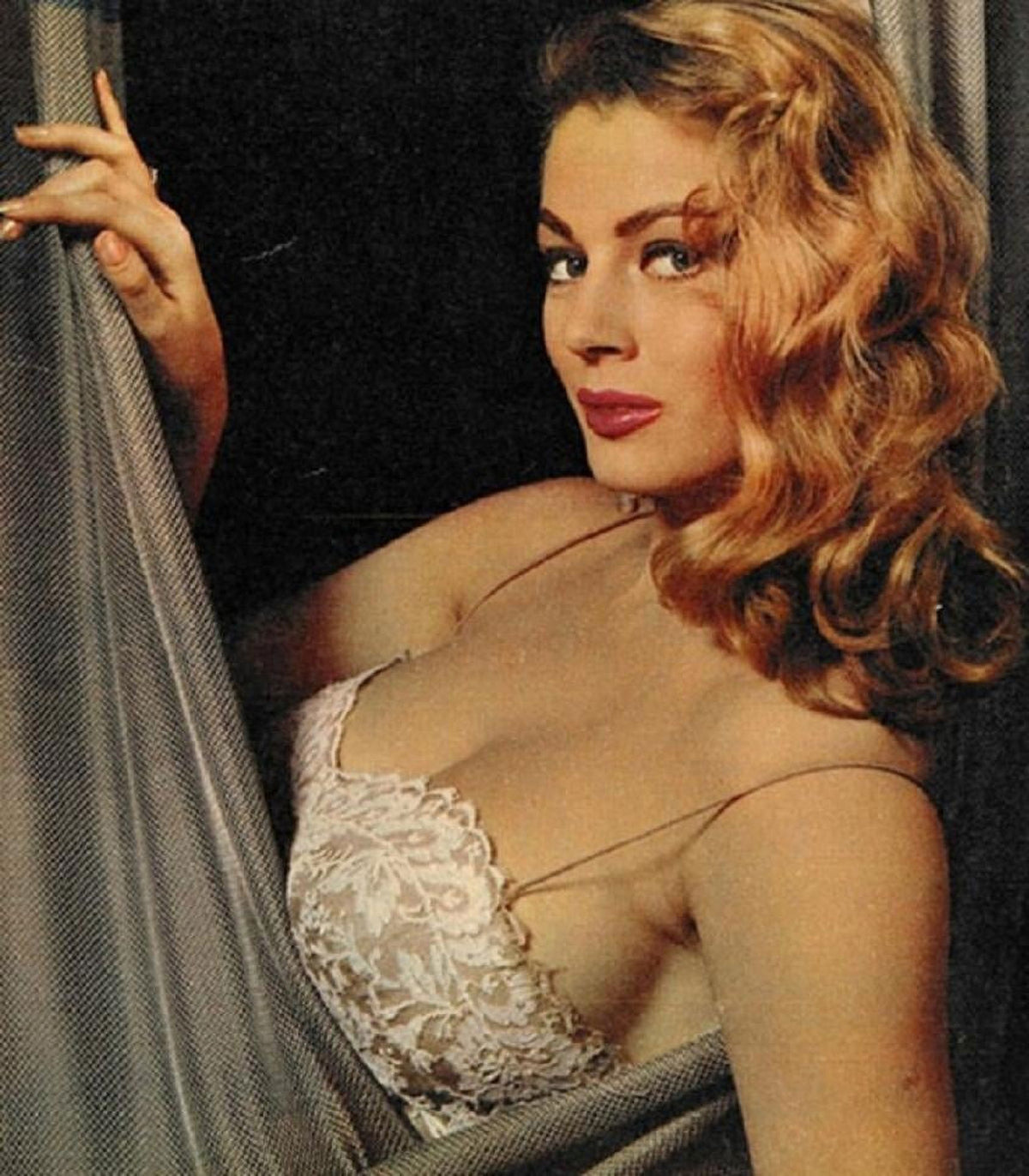 Anita Ekberg Curtains Photo Print showcasing classic cinema allure.