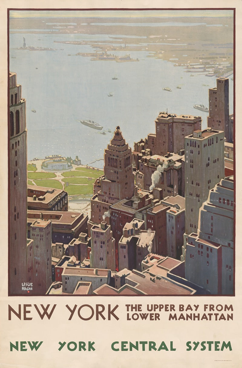 Upper Bay of New York Poster Print by Leslie Ragan, 18x24 size.