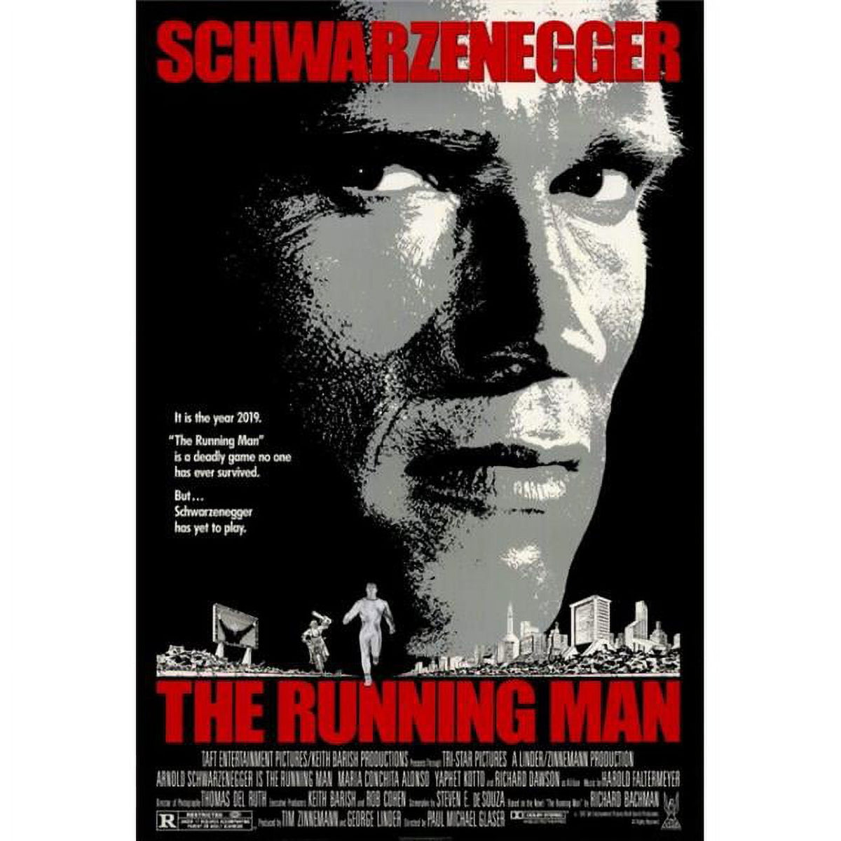 The Running Man Movie Poster Print 27x40 - Classic Sci-Fi Film Artwork