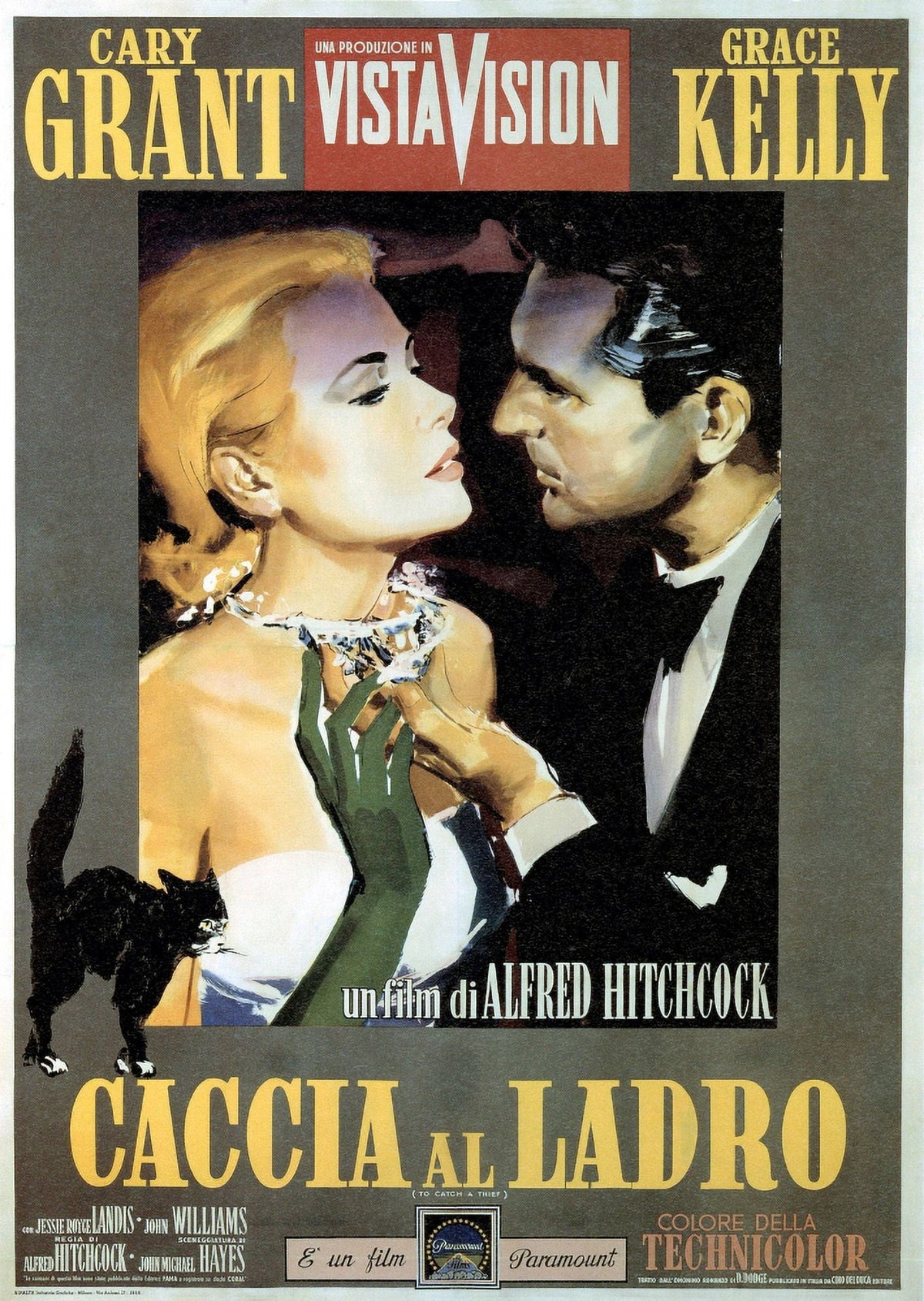 To Catch A Thief movie poster featuring Grace Kelly and Cary Grant, 1955 classic film art.