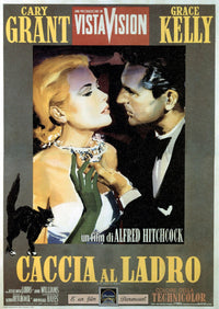 To Catch A Thief movie poster featuring Grace Kelly and Cary Grant, 1955 classic film art.