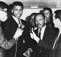 Muhammad Ali and Martin Luther King Jr. speaking to reporters photo print.