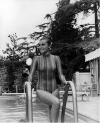 Ann Margret Pool Ladder Photo Print showcasing vintage charm.