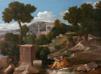 Landscape with Saint John on Patmos poster print by Nicolas Poussin, 1640.