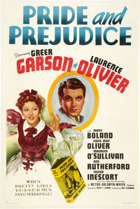 Pride and Prejudice movie masterprint poster featuring Greer Garson and Laurence Olivier.
