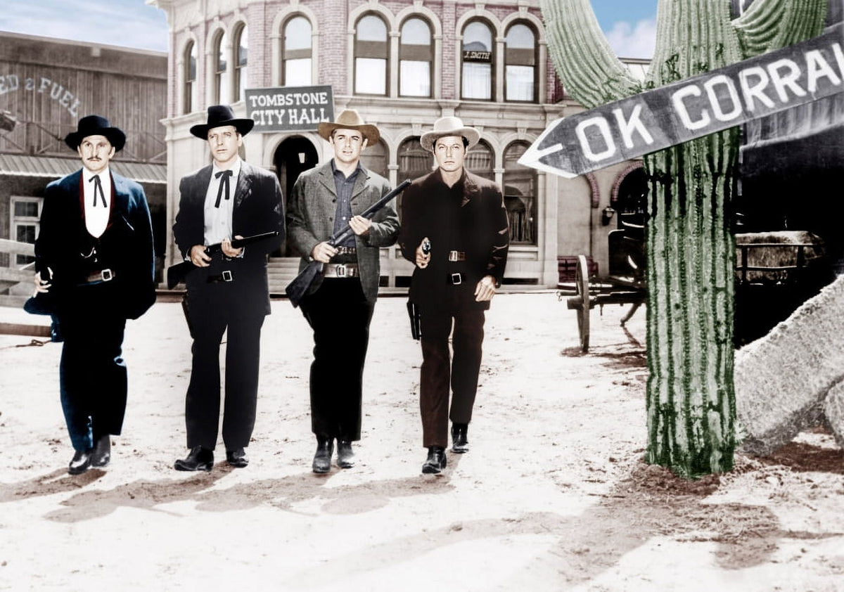 Gunfight at the OK Corral photo print featuring Kirk Douglas and Burt Lancaster.