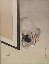 Cat Watching a Spider Poster Print by Oide Toko in 8x10 size